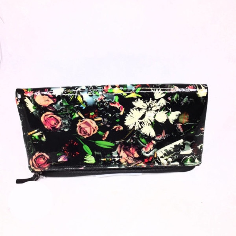Alexander Mcqueen Patent Leather Floral Clutch